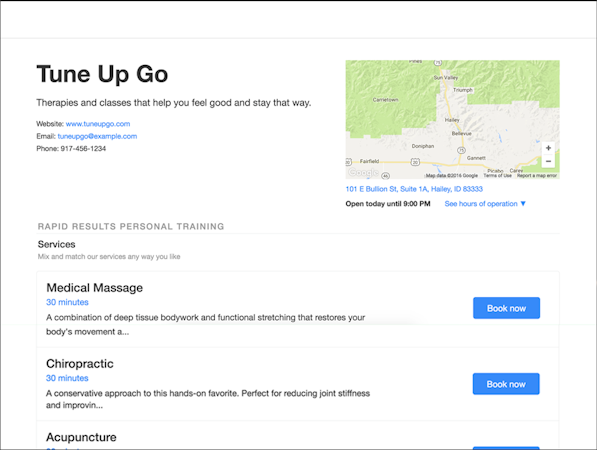 Business information page