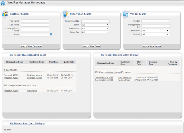 Web manager homepage