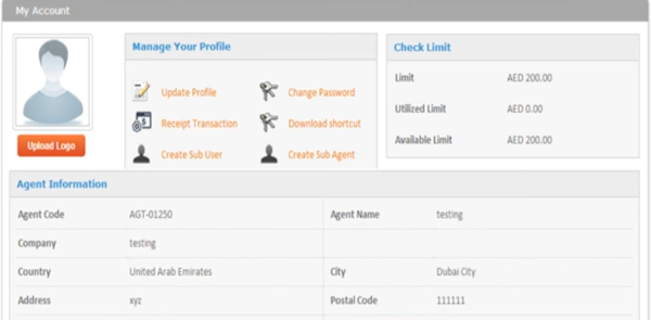 User account page