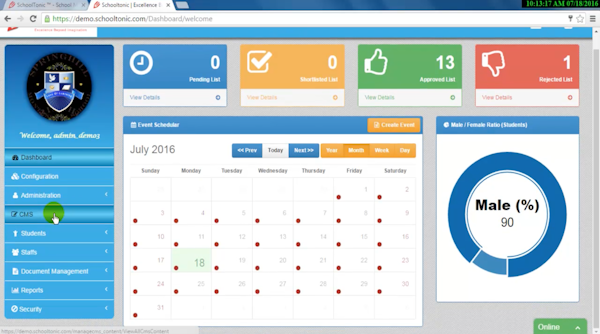 Dashboard calendar