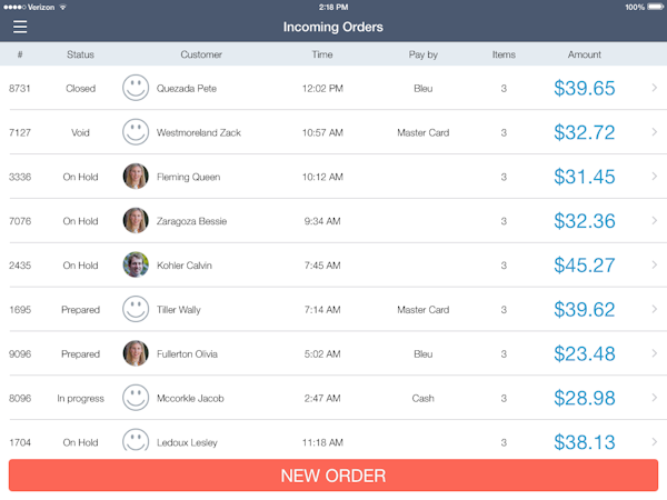 Incoming order