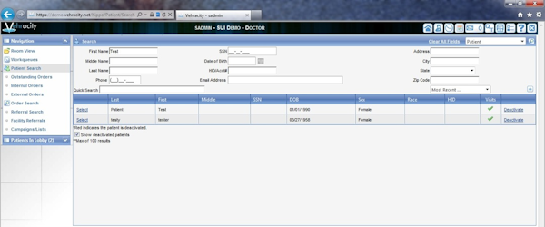 Patient Search Page