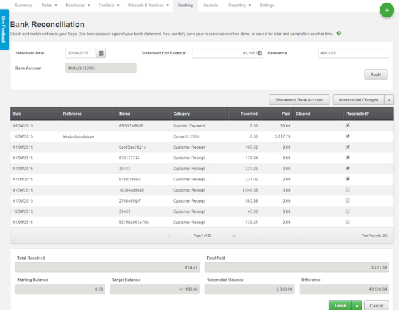 Bank reconciliation