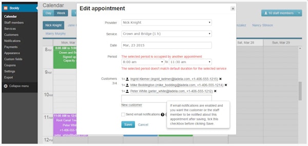 Edit appointment