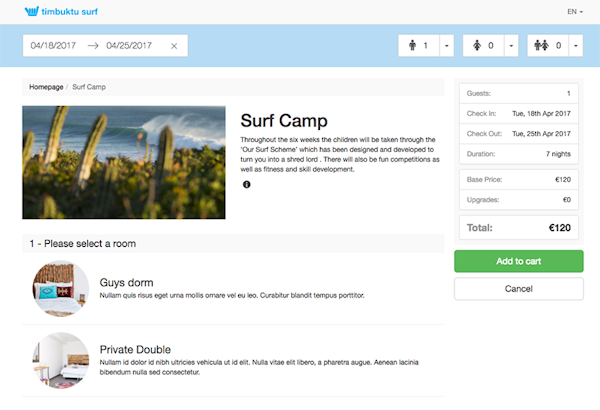 Bookinglayer activity listing