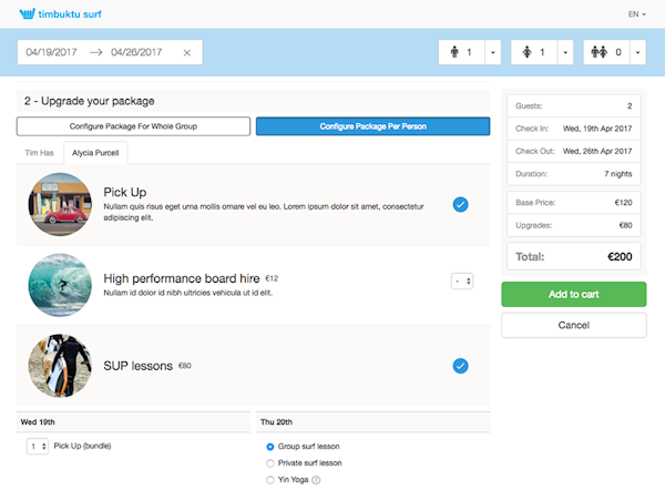 Bookinglayer package listing