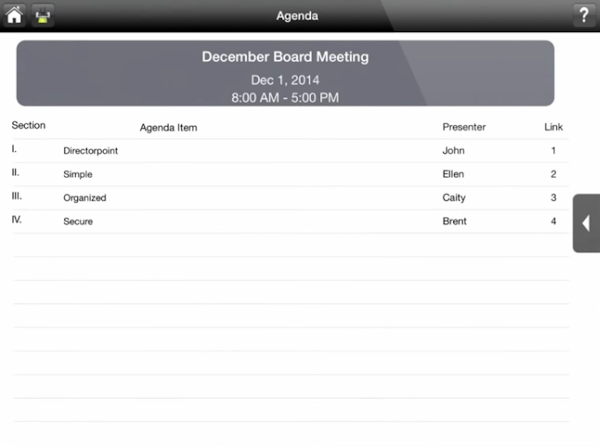 Meeting agenda