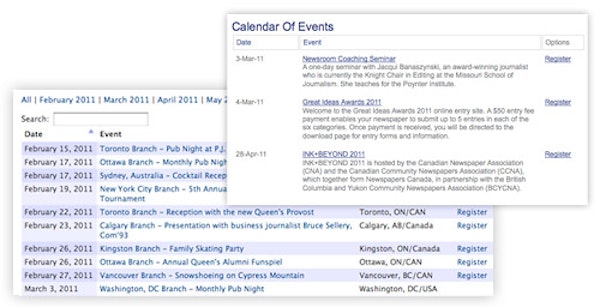 Event list