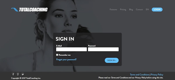 Login screen
