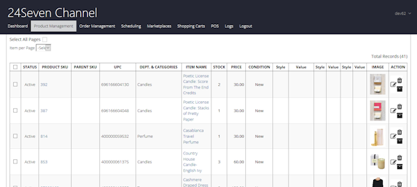 Product management page