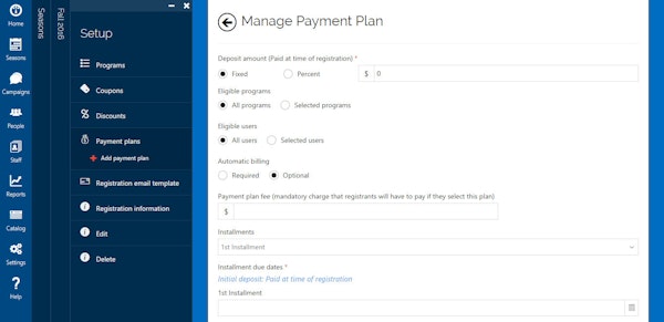Manage payment plan