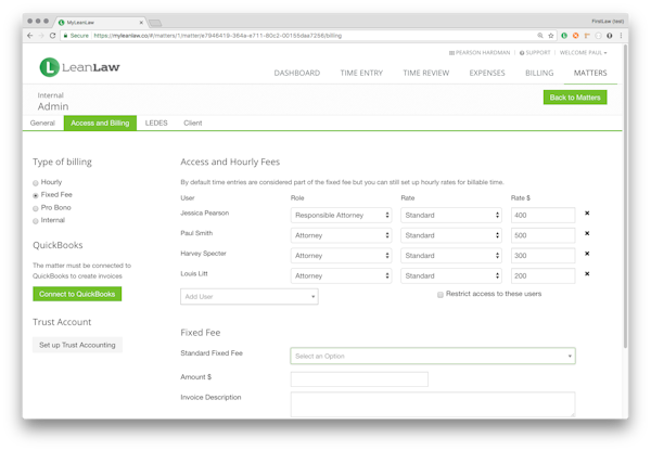 Flexible fee schedule
