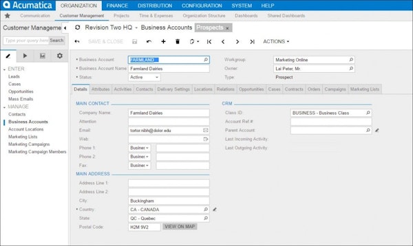 Prospect management in CRM