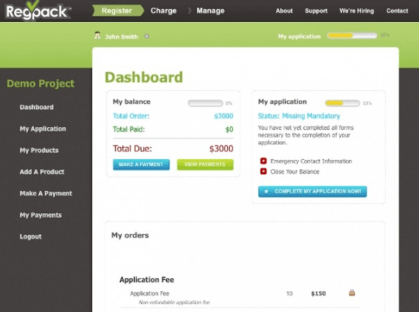 Regpack Dashboard