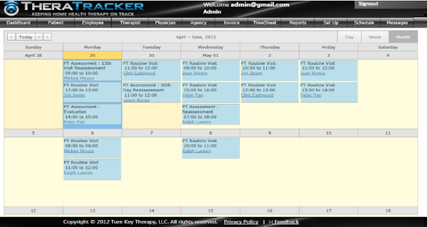 Manage therapist schedules