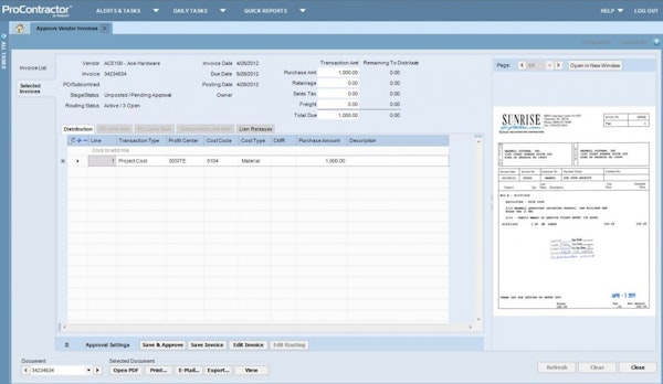 Invoice entry and approval