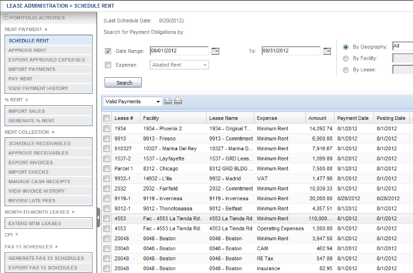 Schedule rent