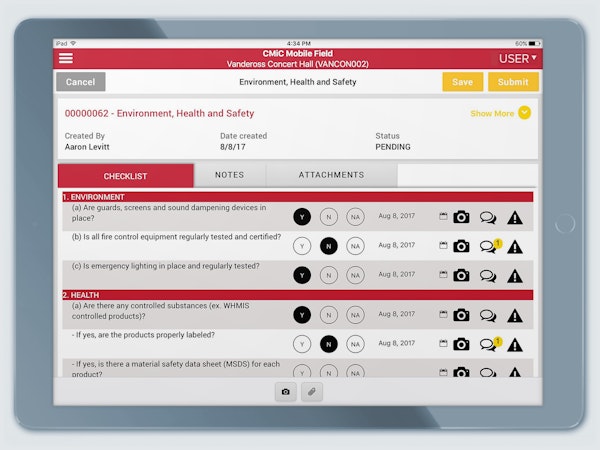 CMiC mobile field - checklist