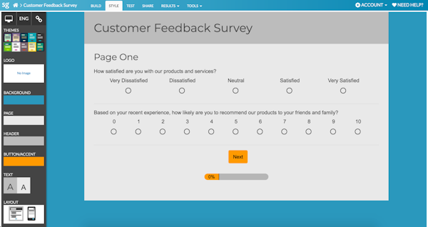 Style your survey for desktop