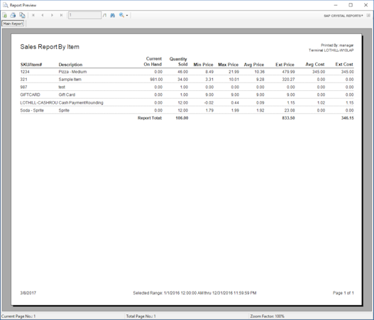 Sales report