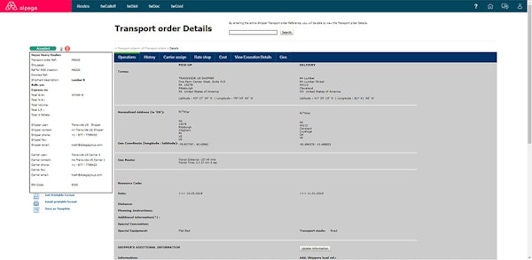 Alpega TMS: Transport Order Details