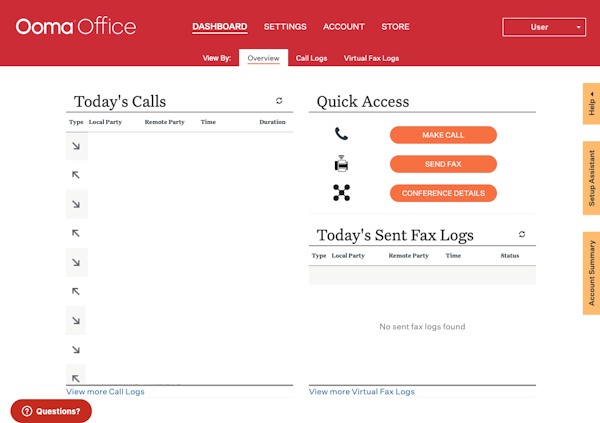 Ooma Customer Dashboard