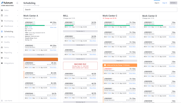 Automated job scheduling that dynamically updates based on real time production data