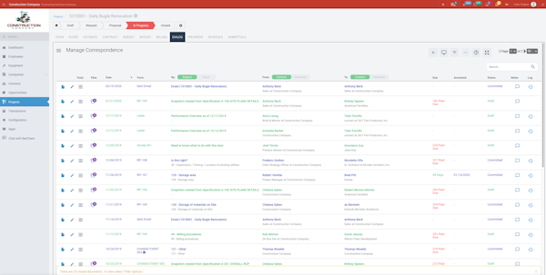 Manage your correspondences and manage RFIs.