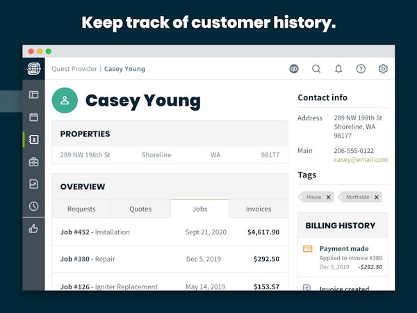 Track customer history.