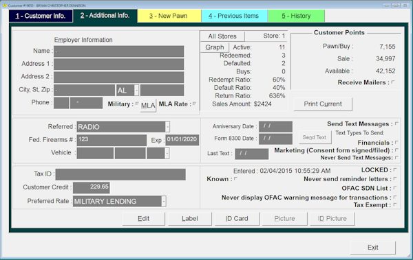Customer info