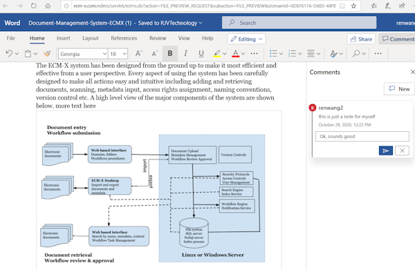 Document Online Collaboration - view, edit and comments on documents, spreadsheets and presentations online, share with others and work together at the same time.