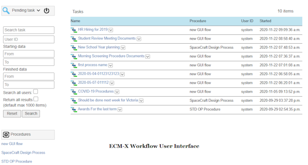 Workflow user interface