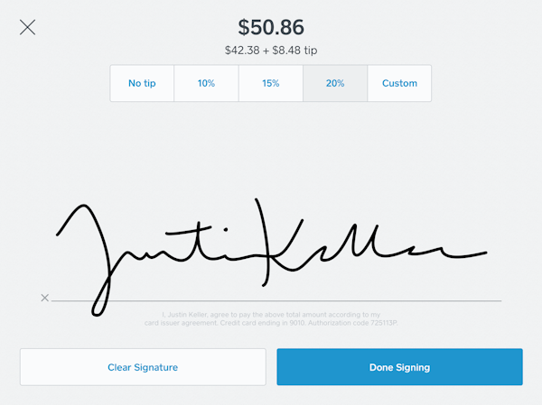 Square Point of Sale -Customer signature