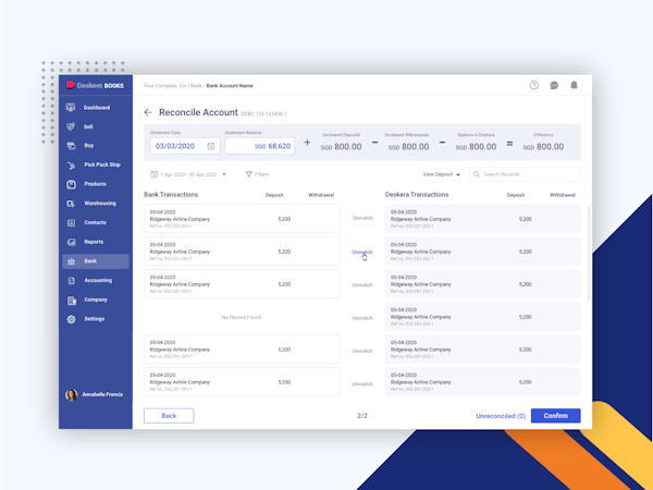 Deskera Books - Bank Reconciliation