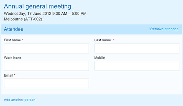 Registration form