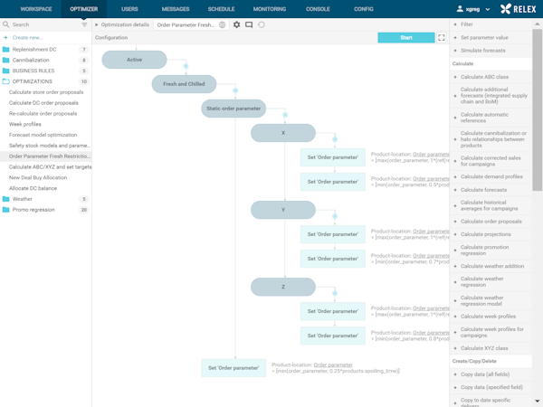 Optimizer configuration