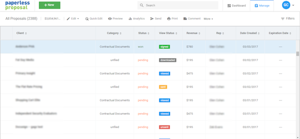 Sales-proposal pipeline