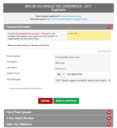 Registration forms
