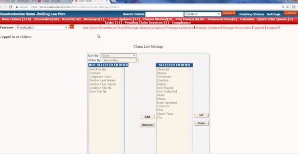Claims list search