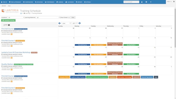 Training schedule