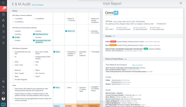 E&M audit tool and visit report
