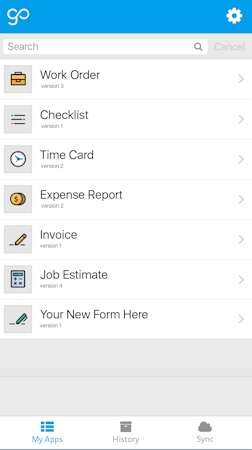App dashboard