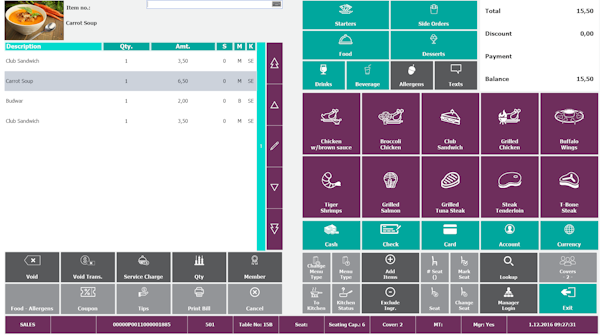 POS order screen