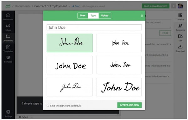 Signature options