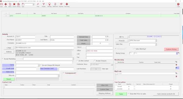Customer screen