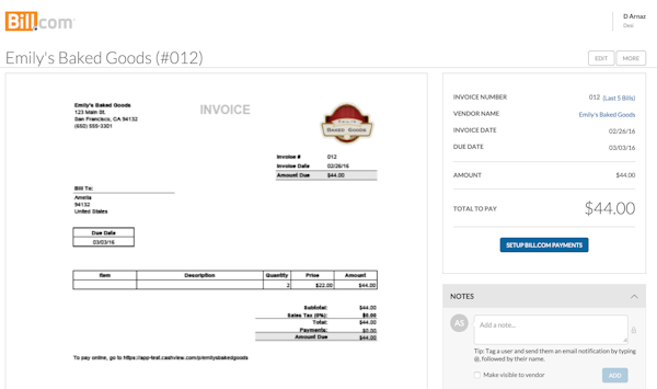 Sample invoice