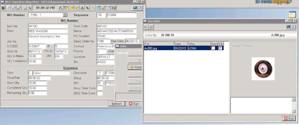 Paperless shop floor links to documents