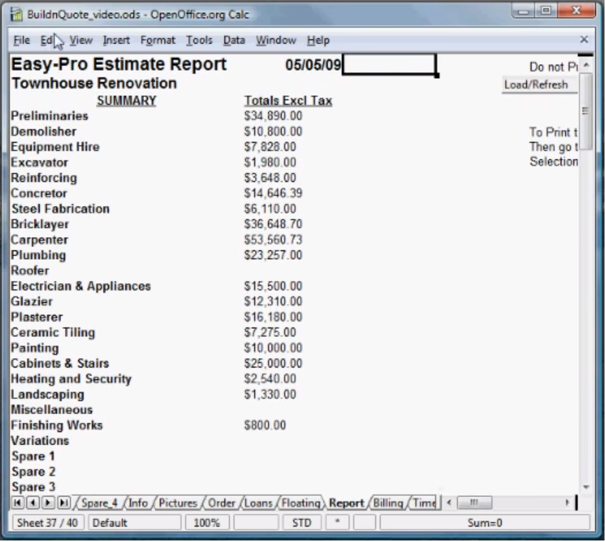 free handyman cost estimator software