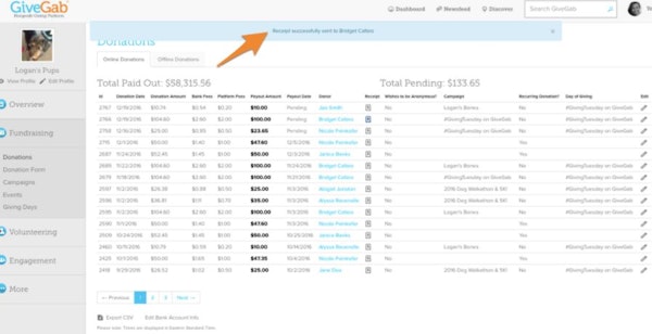 GiveGab donations