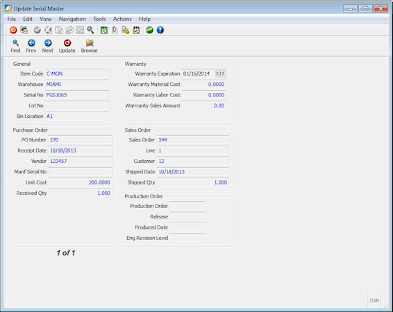Serial and Warranty Tracking